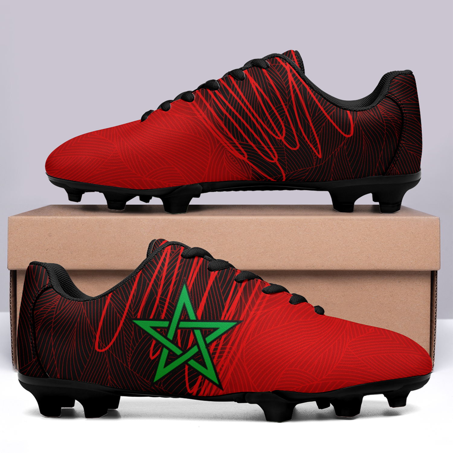 Custom 2022 FIFA World Cup Marokko Team Outdoor Firm Ground Fußballschuhe